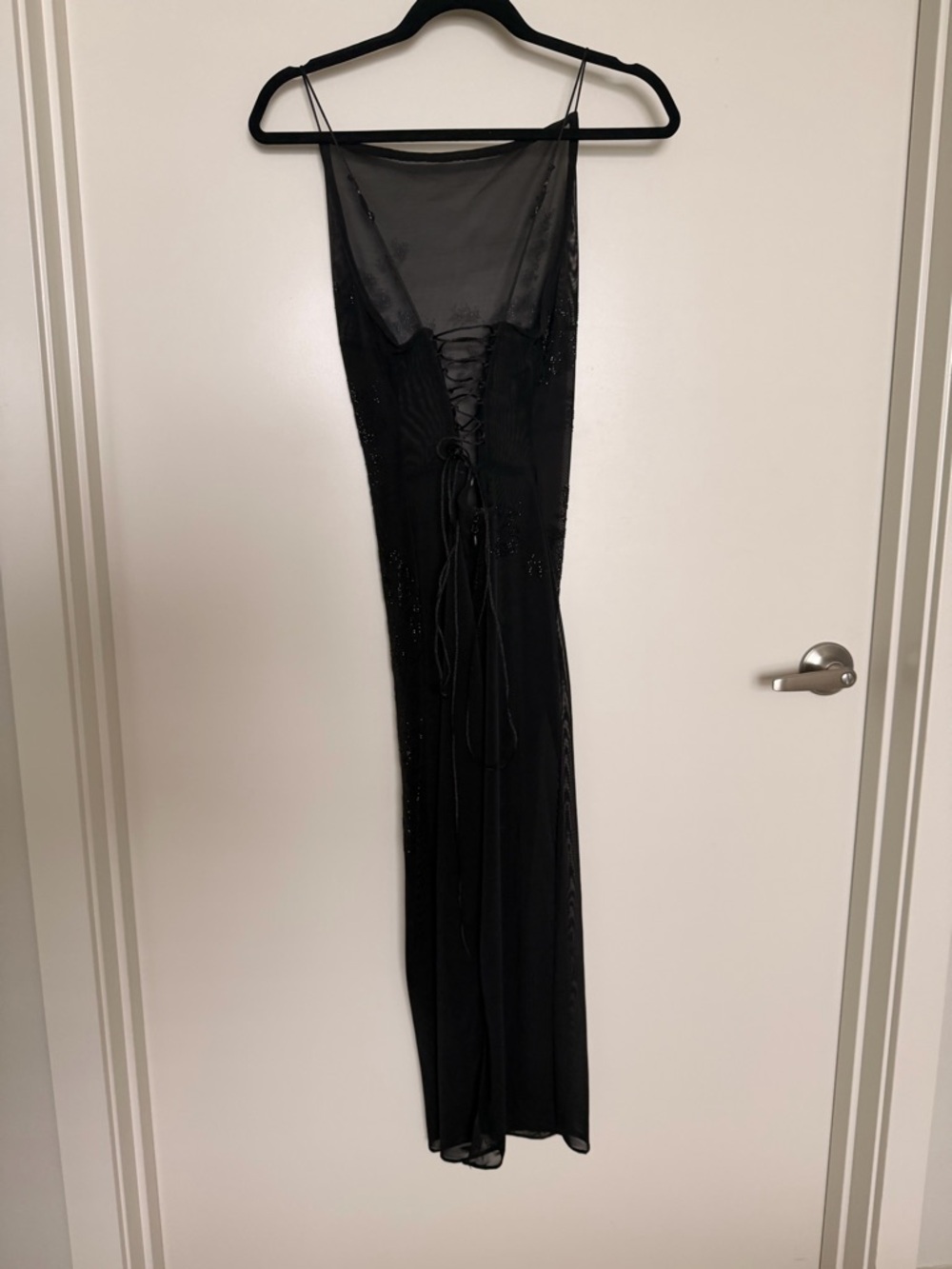 House of CB Amirah Black Mesh Crystal Midi Dress – Size S - Picture 3 of 8